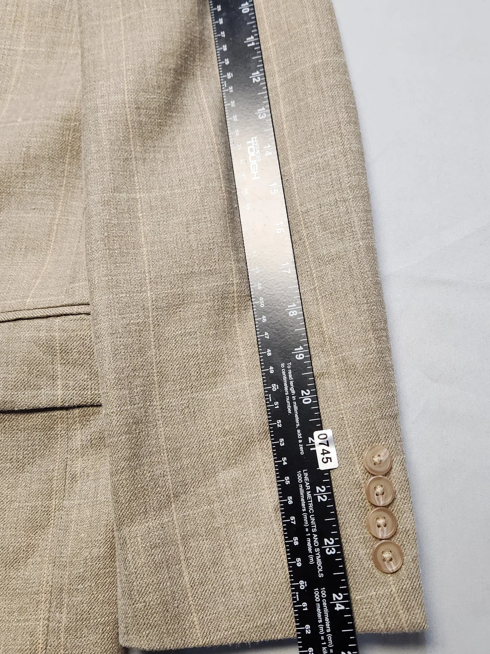 Lauren Ralph Lauren Sport Coat 42R Tan Beige Windowpane Silk Linen Wool slubby